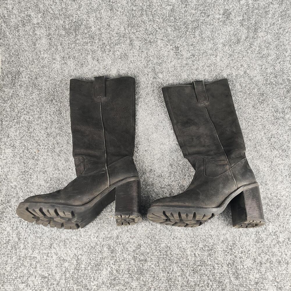 Harley-Davidson Boots Womens Size 7 Black Leather Lug Sole Block Heel Biker
